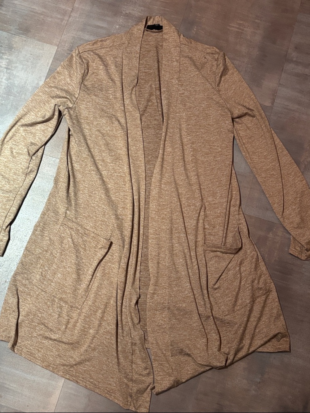 Open-Front Lightweight tan Longline Cardigan with Pockets size medium